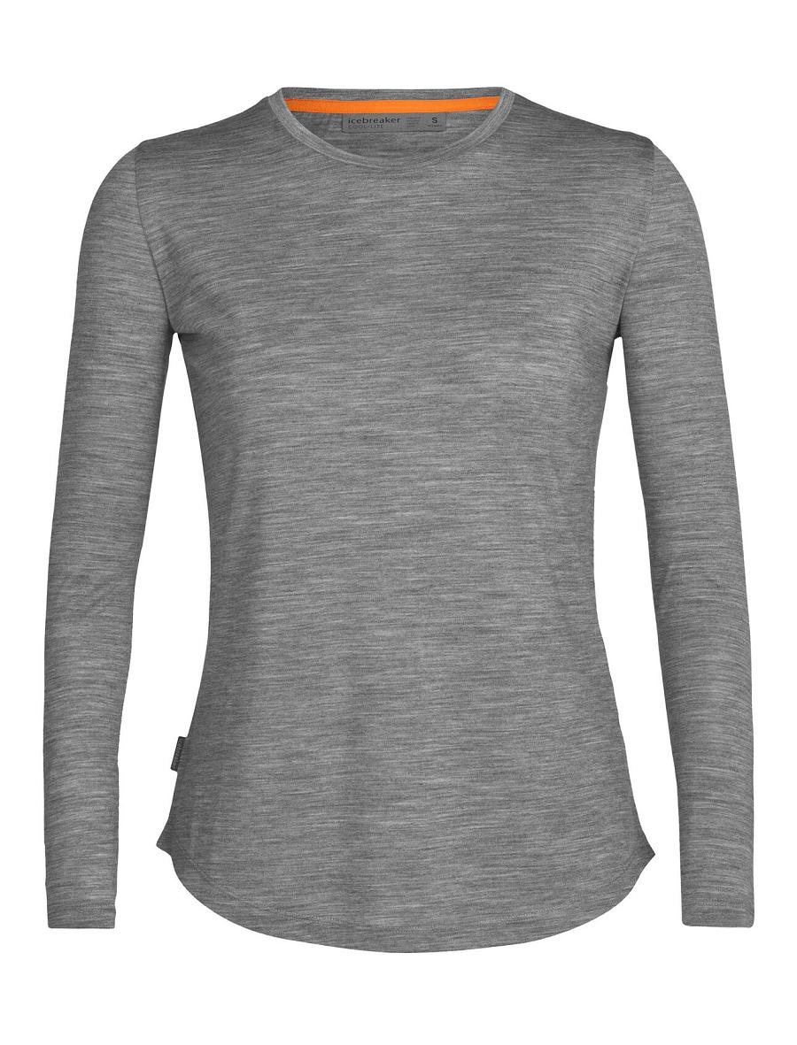 Metro Heather Women's Icebreaker Merino Sphere II T-Shirt Long Sleeve | USA 1643AHKP